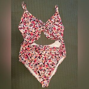 Hurley One Piece Swimsuit - Pink and Orange Abstract